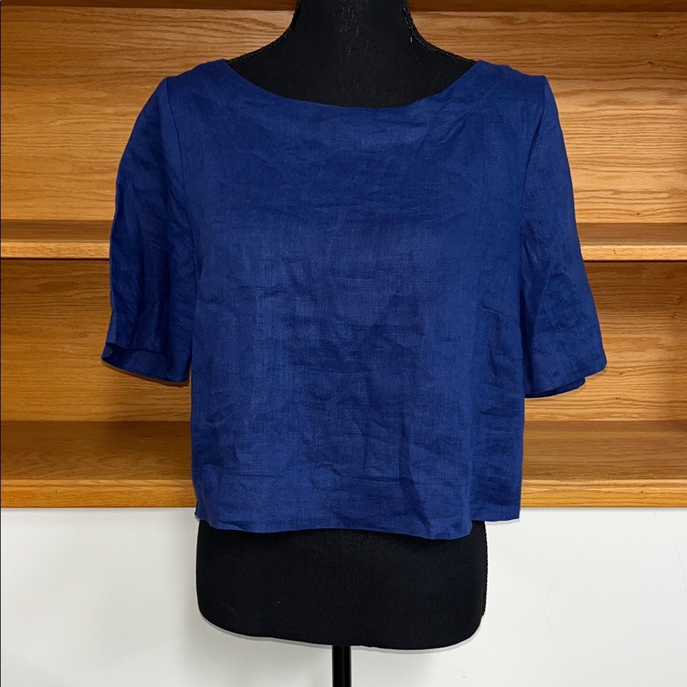 CAROLL PARIS 100% Linen Blue Women's Blouse